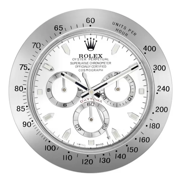 Daytona Wall Clock | Silver And White Style