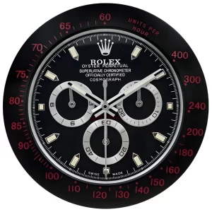 Rolex Daytona Wall Clock | Black And Red Bezel-RWC Front