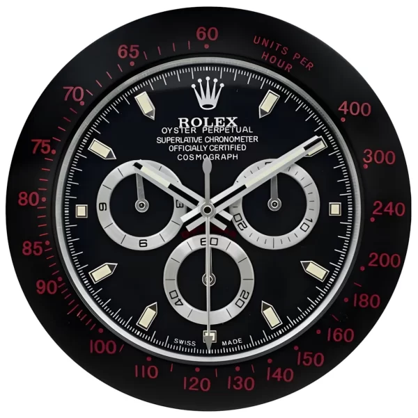 Daytona Wall Clock | Black And Red Bezel