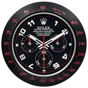 Rolex Daytona Wall Clock Black And Red Bezel-Digital Dial-RCW front