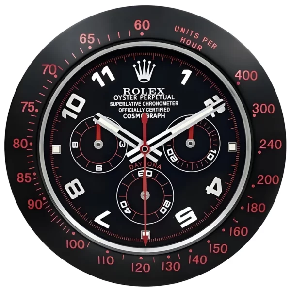 Daytona Wall Clock | Black And Red Bezel-Digital Dial