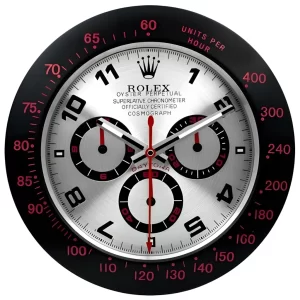 Rolex Daytona Wall Clock | Black And Silver Red bezel-RWC front