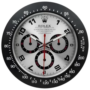 Rolex Daytona Wall Clock Black And Silver Style-RCW front