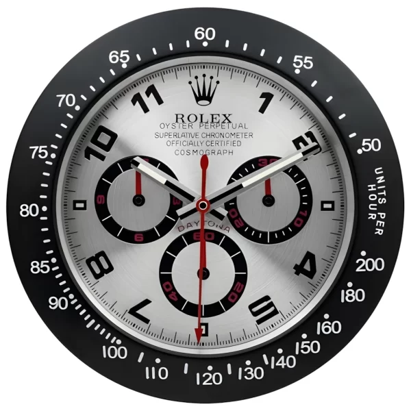 Daytona Wall Clock | Black And Silver Style