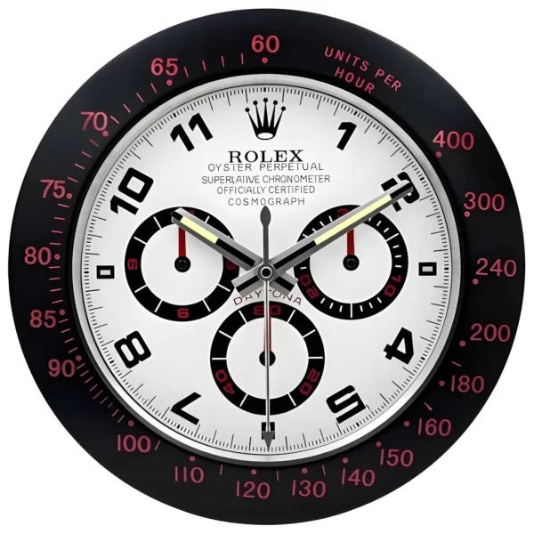 Daytona Wall Clock | Black And White Red bezel