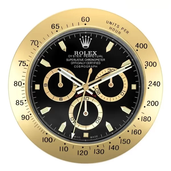 Daytona Wall Clock | Gold And Black Style