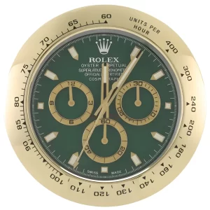 Rolex Daytona Wall Clock Gold and Green-RWC Front