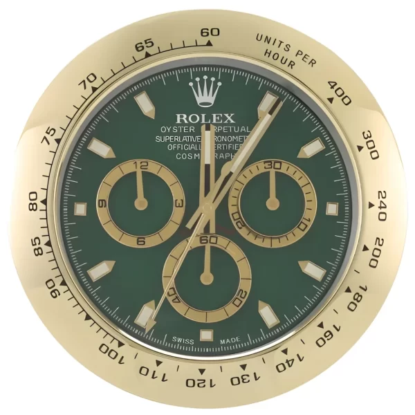 Daytona Wall Clock | Gold And Green Style