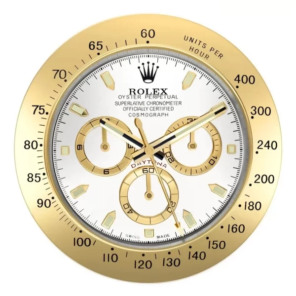 Daytona Wall Clock | Gold And White Style