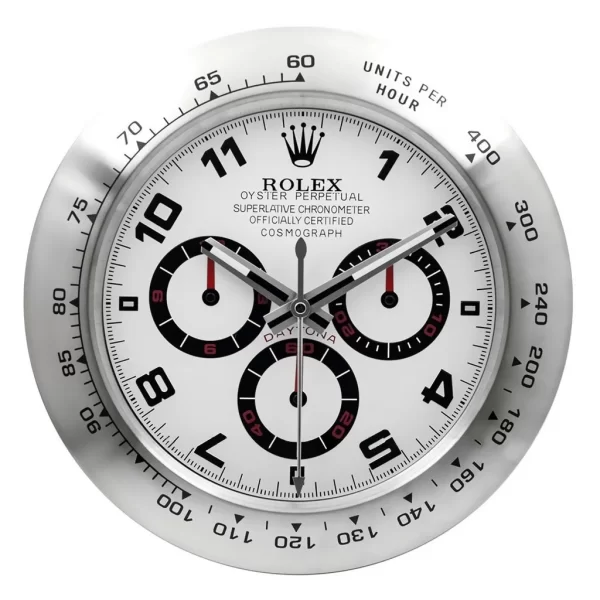 Daytona Wall Clock | Silver And Red Style