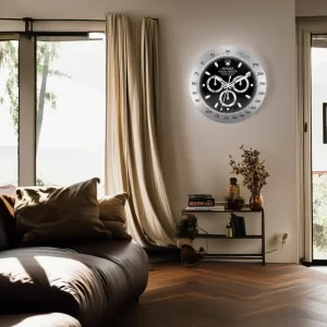 Rolex Daytona Wall Clock Silver and Black-RWC on Wall