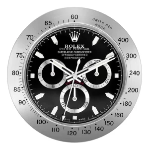 Rolex Daytona Wall Clock Silver and Black-RWC front