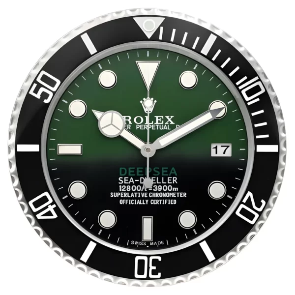 Deepsea Wall Clock | Black And Green Sea-Dweller Style