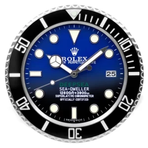 Rolex Deepsea Wall Clock | Black And Blue Sea-Dweller Style-RWC Front