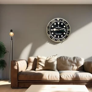 Rolex GMT Master II Wall Clock Black and Gold Style-RWC On Wall