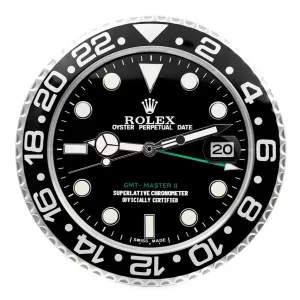 Rolex GMT Master II Wall Clock Black and Silver Style-RWC Front