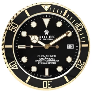 Rolex Submariner Wall Clock | Black and Gold style-RWC front