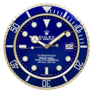 Rolex Submariner Wall Clock Blue and Gold style-RWC Front