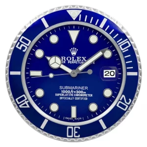 Rolex Submariner Wall Clock Blue and Silver Style-RWC front