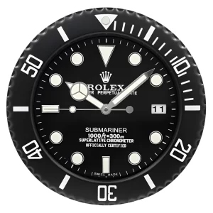 Rolex Submariner Wall Clock Full Black Style-RWC Front