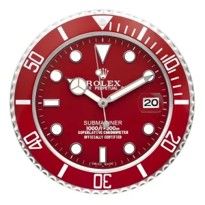 Rolex Submariner Wall Clock Red and Silver Style-RWC Front