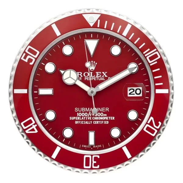 Submariner Wall Clock | Red and Silver Style