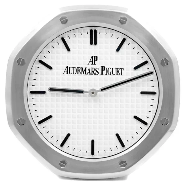 Royal Oak Wall Clock | Silver And White