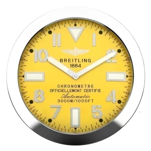 Breitling Superocean Wall Clock Silver And Yellow Style-RWC Front