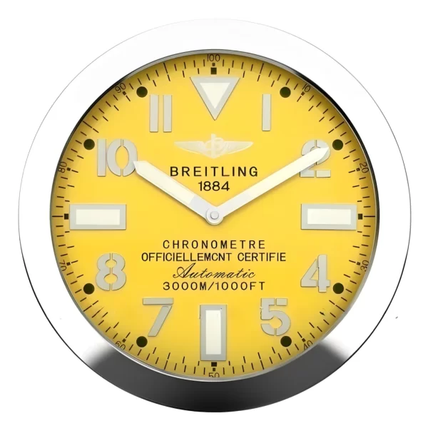 Superocean Wall Clock | Silver And Yellow Style