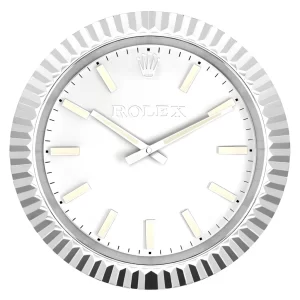 Rolex Date-Just Wall Clock Silver With Luminous Dial Style-RWC Front