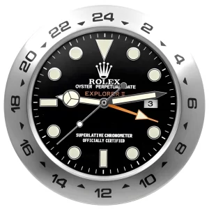 Rolex Explorer II Wall Clock Silver And Black Style-RWC Front