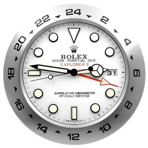 Rolex Explorer II Wall Clock Silver And White Style-RWX Front