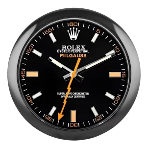 Rolex Milgauss Wall Clock Black And Orange Dial-RWC Front