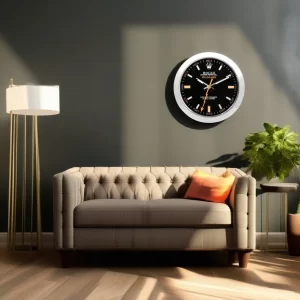 Rolex Milgauss Wall Clock Silver And Black Orange Dial-RWC On Wall