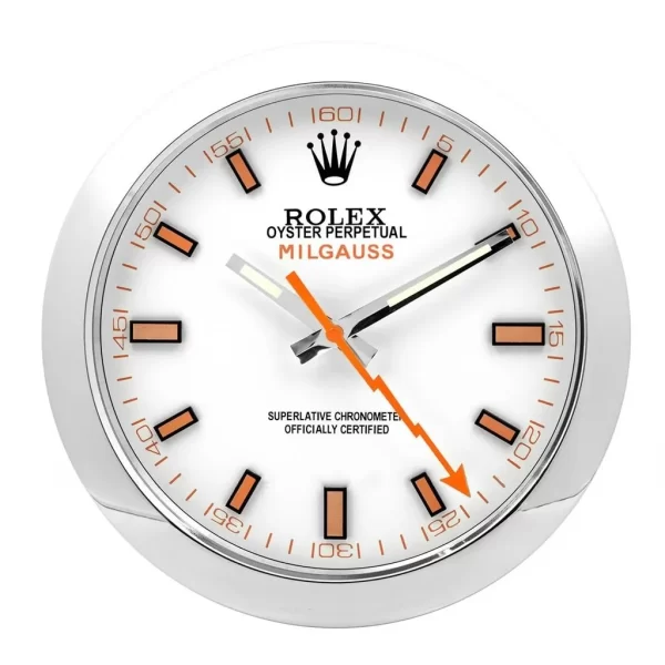 Milgauss Wall Clock | Silver And White Style