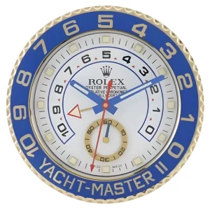 Rolex Yachtmaster II Wall Clock Blue And Gold Style-RWC Front