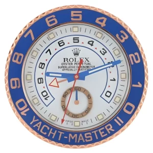 Rolex Yachtmaster II Wall Clock Blue And Rose Gold Style-RWC Front