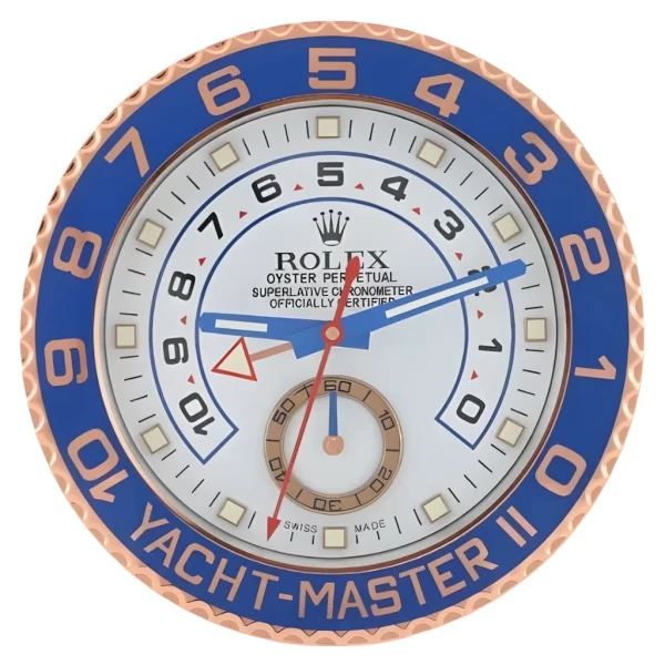 Yachtmaster II Wall Clock | Blue And Rose Gold Style