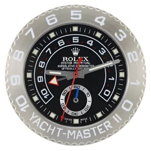 Rolex Yachtmaster II Wall Clock Silver and Black Style-RWC Front