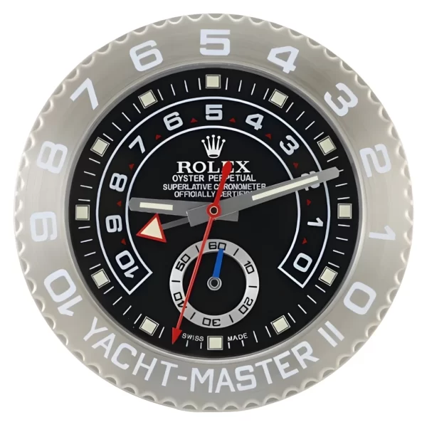 Yachtmaster II Wall Clock | Silver and Black Style