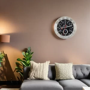 Rolex Yachtmaster II Wall Clock Silver and Black Style-RWC On Wall